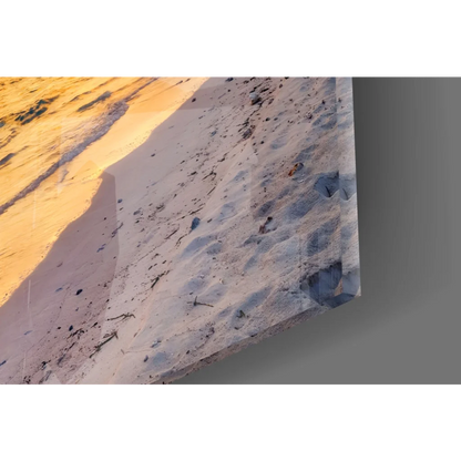 3D printed snowboard wall art in vibrant sunset beach design