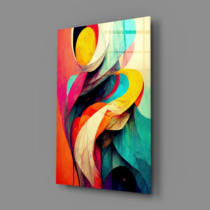 Vibrant swirling abstract canvas wall art with colorful fluid shapes