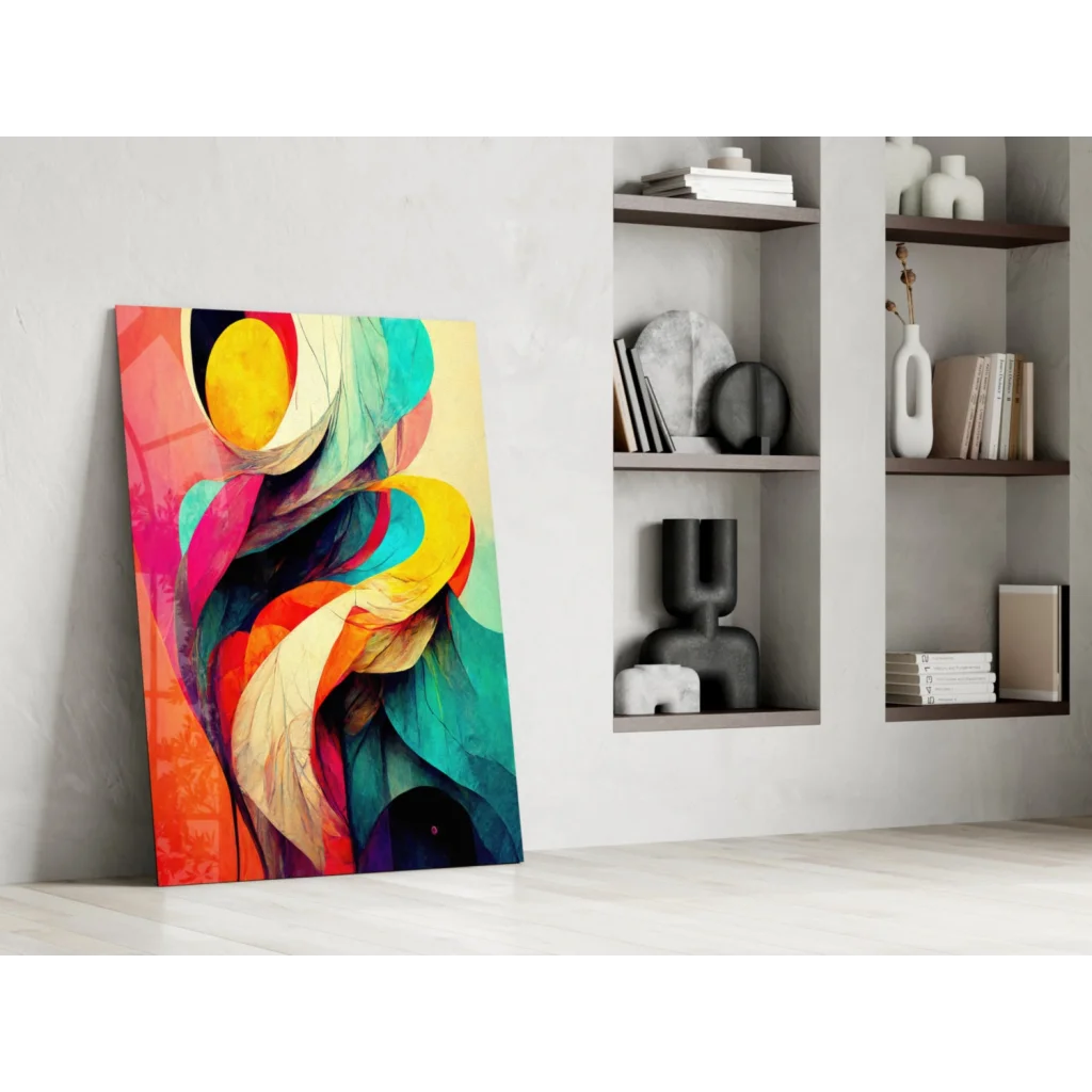 Vibrant swirling abstract canvas wall art with colorful patterns and hues