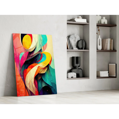 Vibrant swirling abstract canvas wall art with colorful patterns and hues
