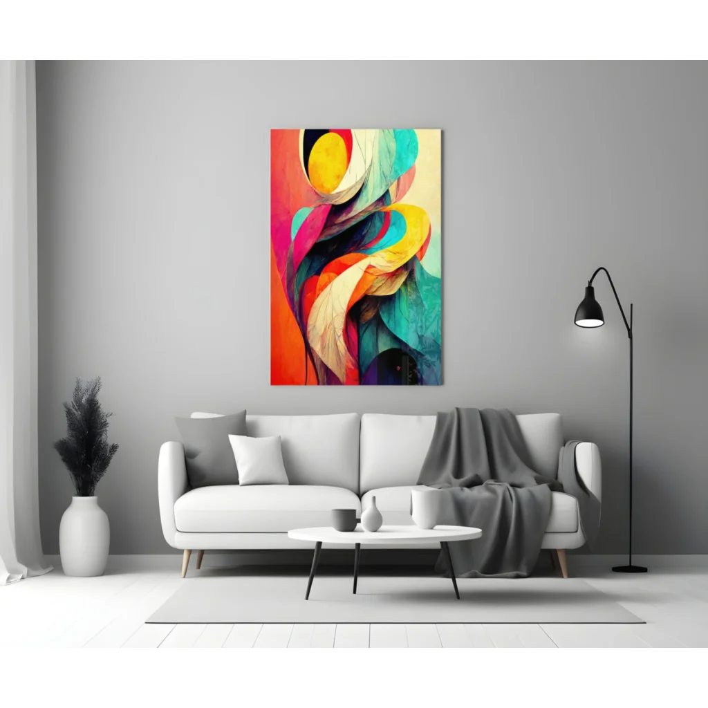 Vibrant swirling abstract wall art canvas with colorful brushstrokes