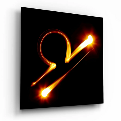 Vibrant tempered glass art of gold light painting canvas with size guide