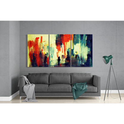 Vibrant triptych glass wall art with abstract colors and textured strokes for modern homes
