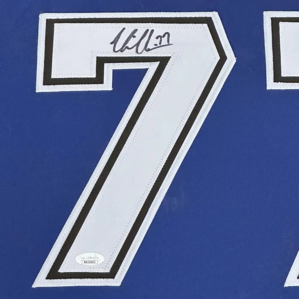 Victor Hedman autographed Tampa Bay Lightning deluxe framed jersey with white 7 patch