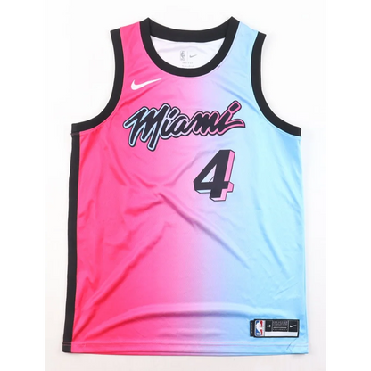 Pink and blue gradient Victor Oladipo Miami Heat jersey with black trim PSA authenticated