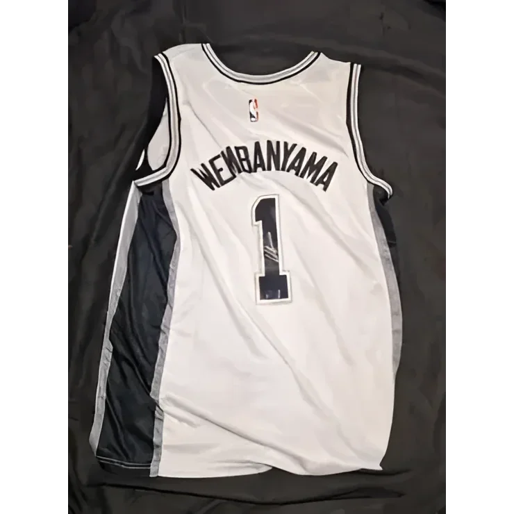 Victor Wembanyama autographed San Antonio Spurs jersey with Wembanyama 1 back view