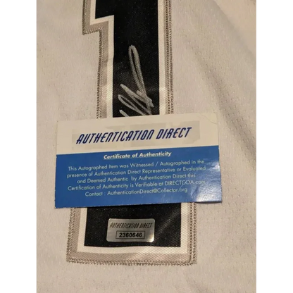 White and black Victor Wembanyama autographed Spurs jersey with autograph and auth tag