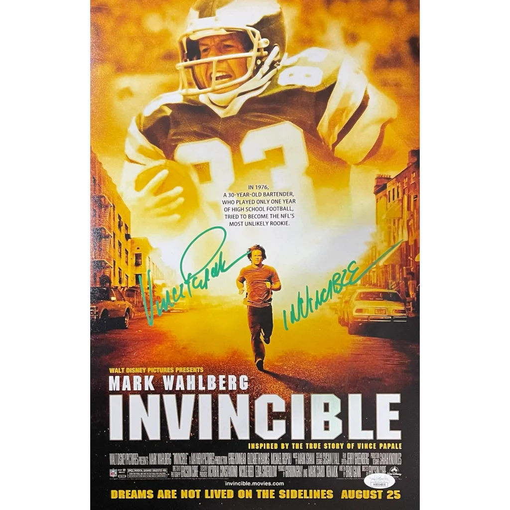 Signed Invincible mini movie poster with Vince Papale autograph JSA