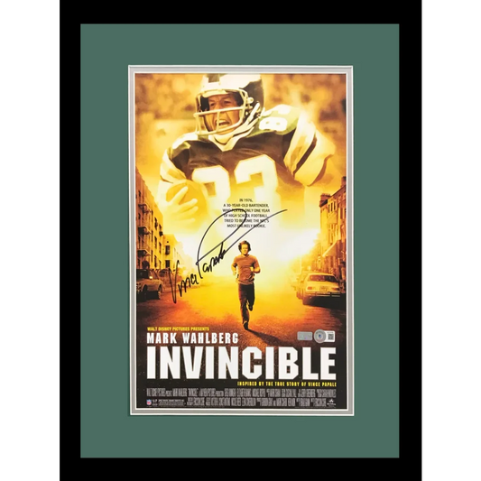 Vince Papale autographed Invincible movie poster with Mark Wahlberg