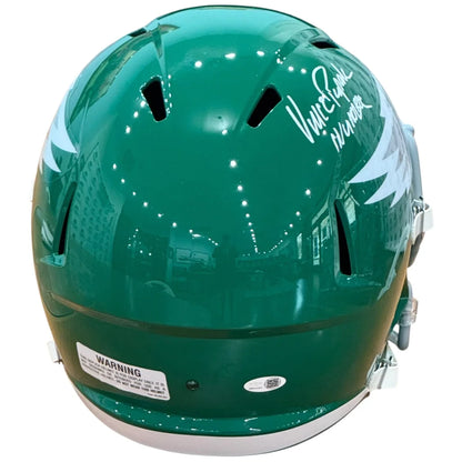 Vince Papale autographed Philadelphia Eagles replica helmet in Kelly Green with white wing logo