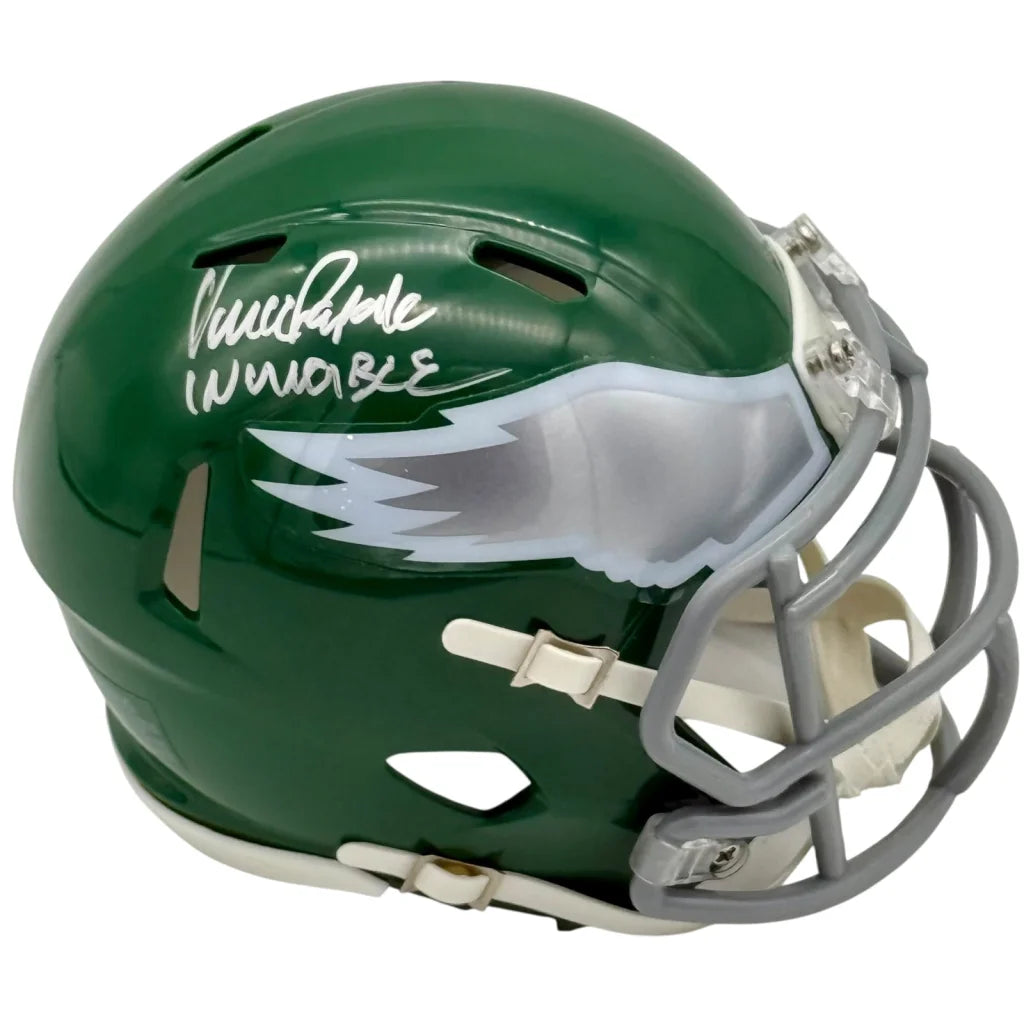 Vince Papale signed Philadelphia Eagles green mini helmet