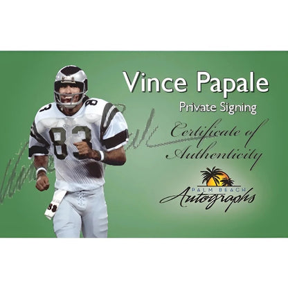 Vince Papale signed Eagles mini helmet with black white jersey 83 palm tree