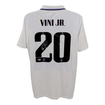 Back of Vinicius Jr Real Madrid autographed jersey with Vini Jr 20 signature