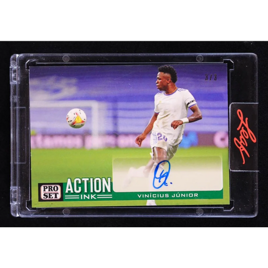 Rare Vinicius Junior autographed set action ink green card 1/3 in protective slab