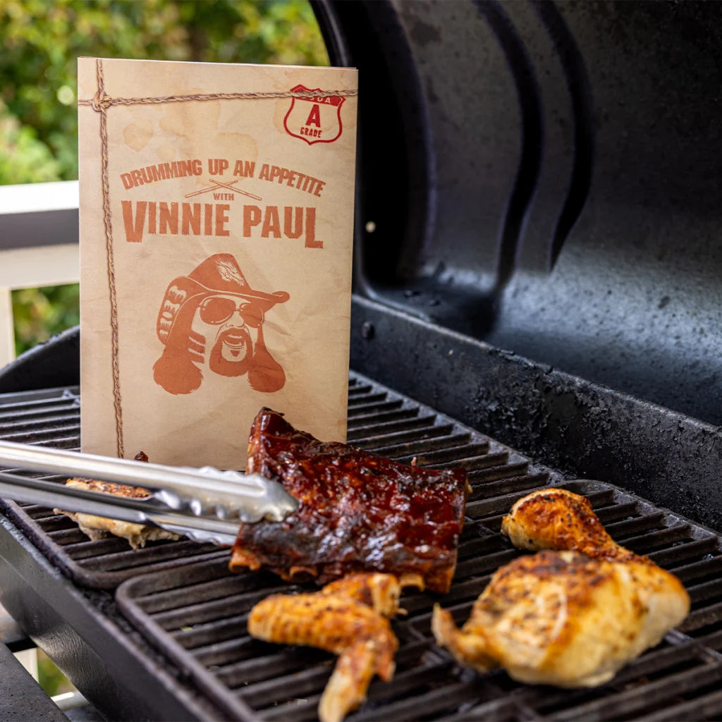 Grilling ribs and chicken with Vinnie Paul-themed Texas Beef Grilling Cookbook