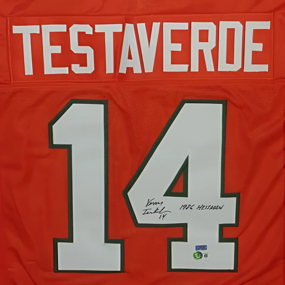 Vinny Testaverde autographed Miami Hurricanes orange jersey #14