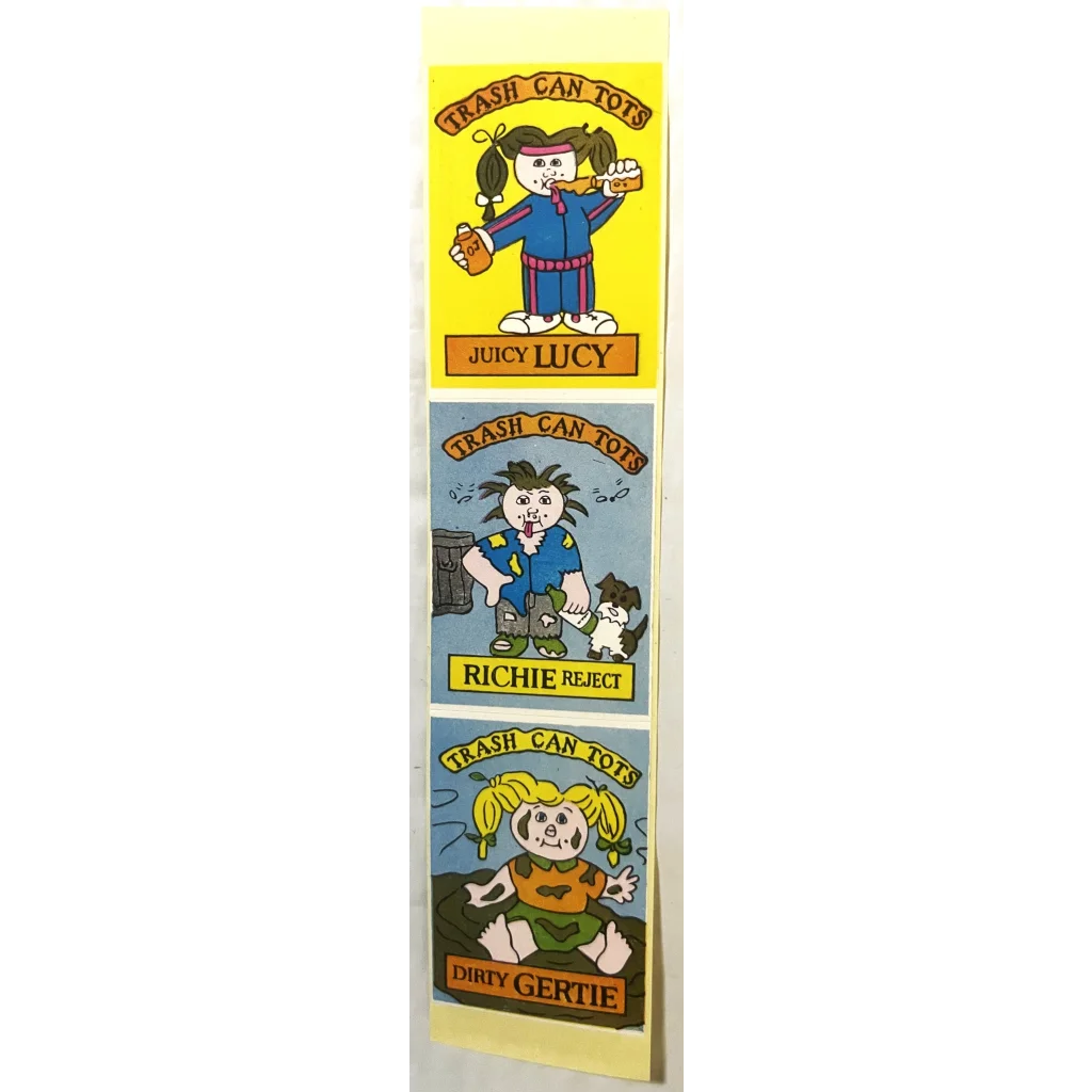 Vintage Set 10 Strips 1980s Trash Can Tots Stickers Madballs and Garbage Pail Kids Inspired Collectibles Antique Gifts