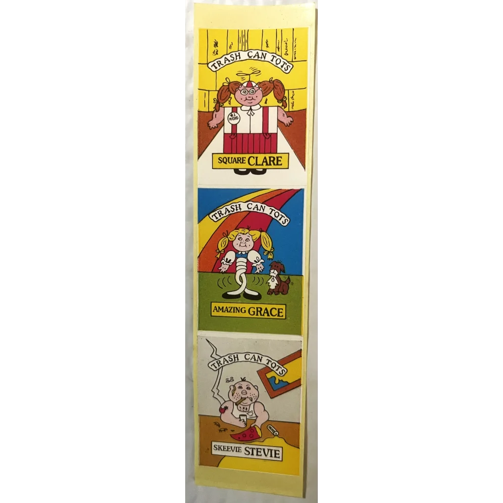 Vintage Set 10 Strips 1980s Trash Can Tots Stickers Madballs and Garbage Pail Kids Inspired Collectibles Antique Gifts