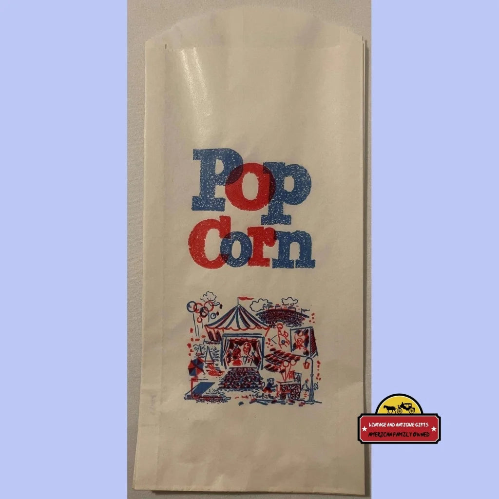 Vintage Large Popcorn Bag Circus 1950s - 1960s - Advertisements - Antique Food And Home Misc. Labels. And Gifts
