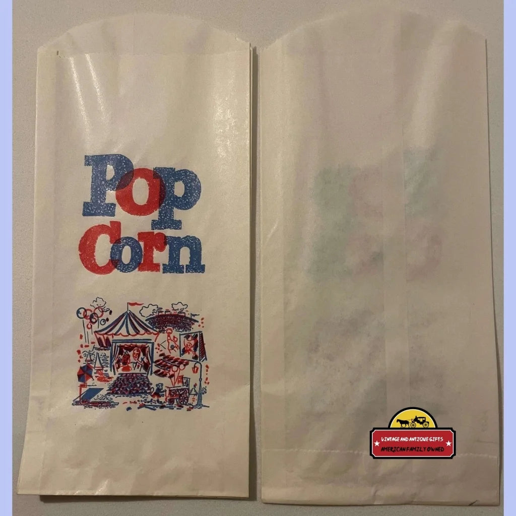 Vintage Large Popcorn Bag Circus 1950s - 1960s - Advertisements - Antique Food And Home Misc. Labels. And Gifts