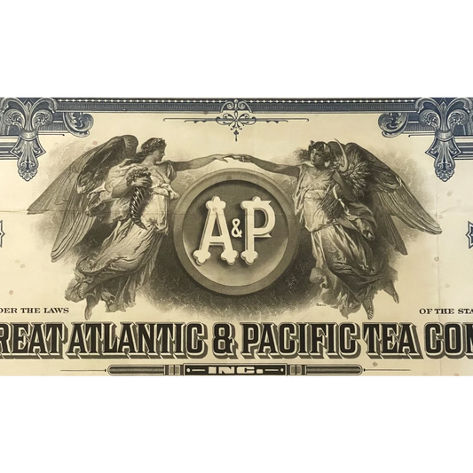 Vintage 1950s - 1970s Great Atlantic Pacific Tea Company Stock Certificate A&P! Collectibles and Antique Gifts Home