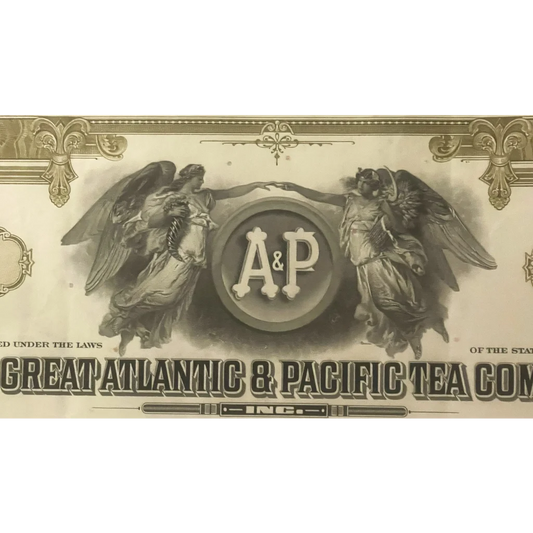 Vintage 1950s - 1970s Great Atlantic Pacific Tea Company Stock Certificate Green Collectibles Collectible A&P - Charm!
