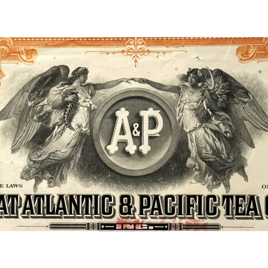 Vintage 1950s -1970s Great Atlantic Pacific Tea Company Stock Certificate Orange Collectibles A&p with Historical