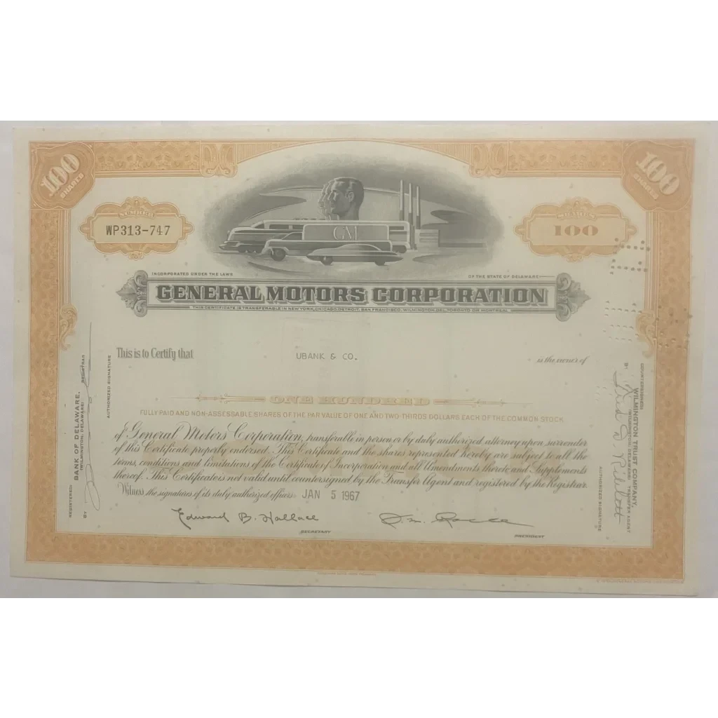 Vintage 1950s - 1980s GM General Motors Stock Certificate American Icon! Collectibles Own a Piece of History