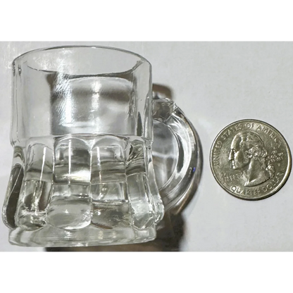 Clear glass miniature beer mug with fluted sides from Anchor Hocking Hobnail collection