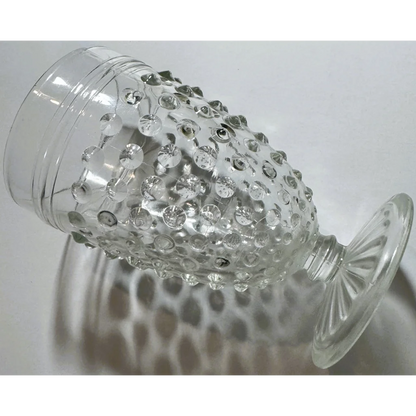 Clear glass Anchor Hocking hobnail compote dish from vintage 1950s collection