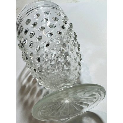 Vintage Anchor Hocking hobnail glass vase with hobnail texture and ribbed base