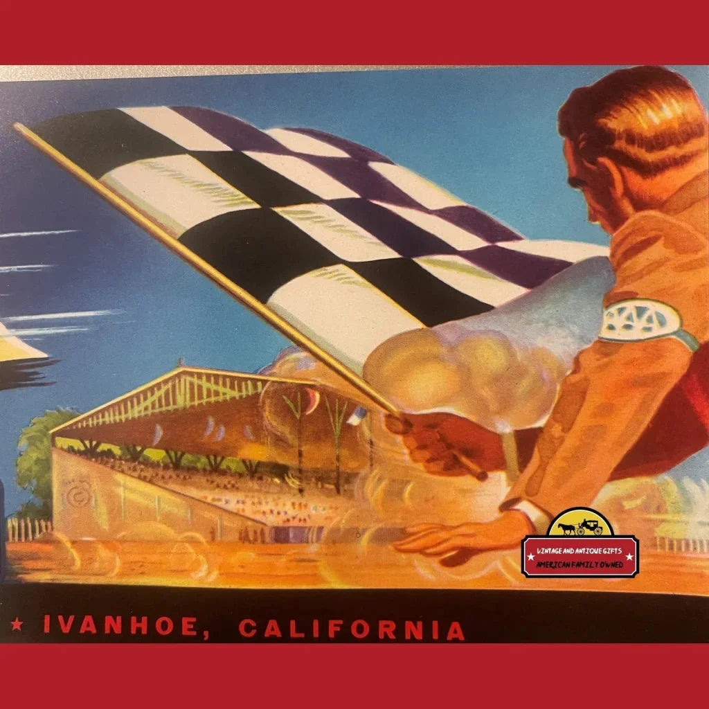 Vintage 1950s Win Crate Label Ivanhoe CA Auto Car Racing Advertisements Antique Food and Home Misc. Memorabilia Retro