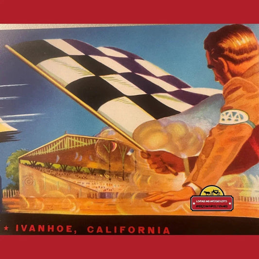 Vintage 1950s Win Crate Label Ivanhoe CA Auto Car Racing Advertisements and Antique Gifts Home page Retro Label: –