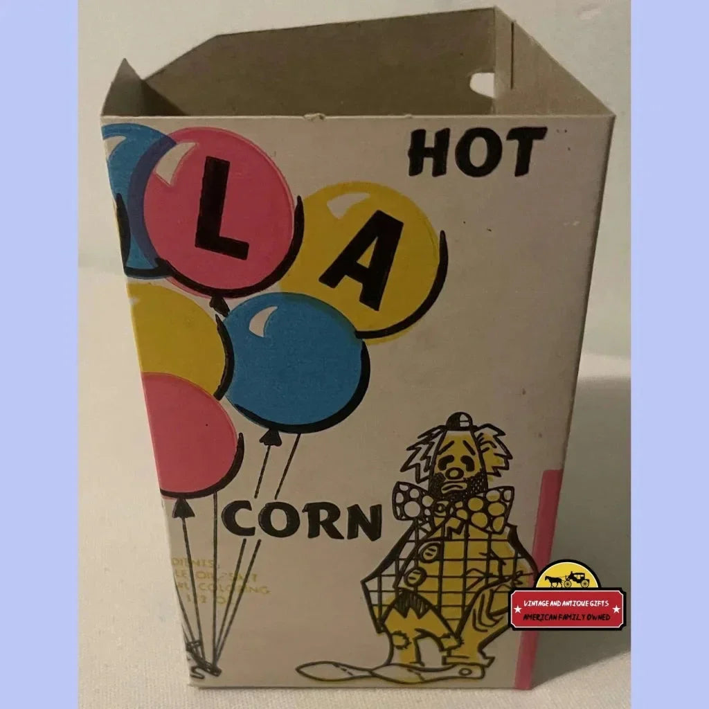 Vintage 1950s 🤡 Gala Circus Colorful Popcorn Box 🎈 - Clowns - Balloons Advertisements and Antique Gifts Home page