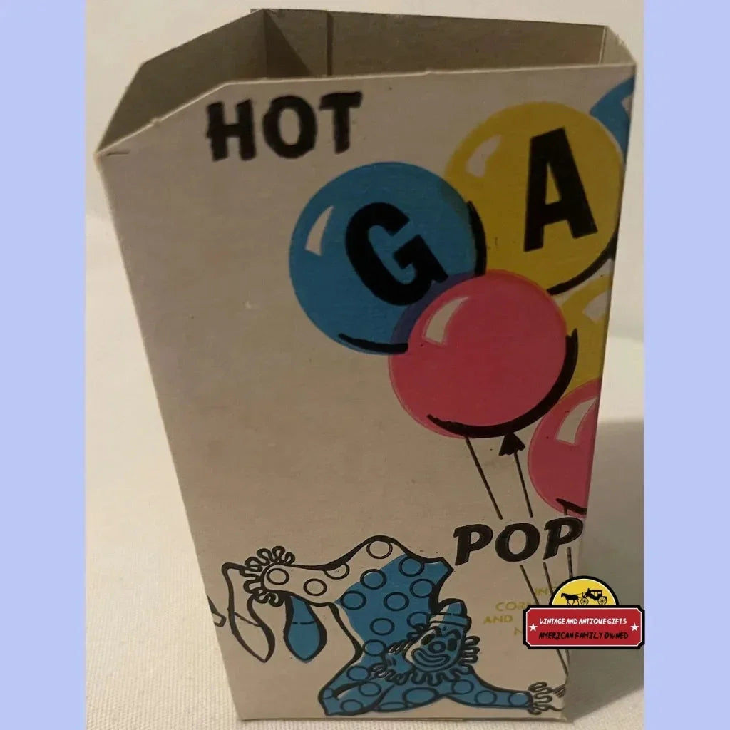 Vintage 1950s 🤡 Gala Circus Colorful Popcorn Box 🎈 - Clowns - Balloons Advertisements Antique Collectible Items