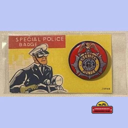 Vintage 1950s Tin Litho Special Police Badge Chief Sheridan WY Collectibles Unique Toys Rare