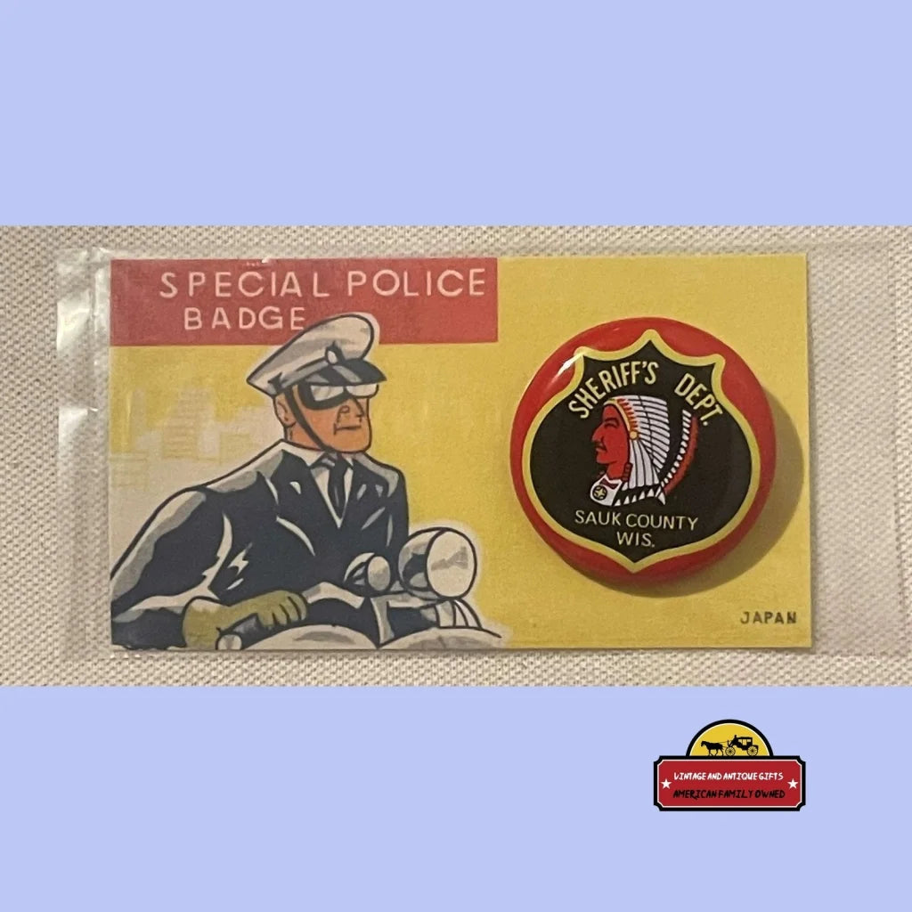 Vintage 1950s Tin Litho Special Police Badge Sauk County Wisconsin Sheriff’s Dept. Collectibles and Antique Gifts