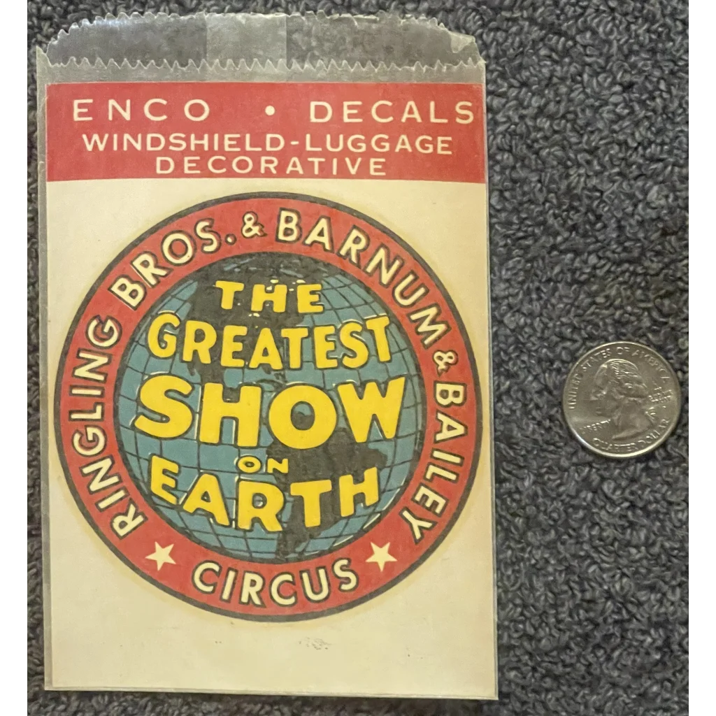 Vintage 1950s 🤩 Ringling Bros. Barnum & Bailey Circus Decal ’The Greatest Show on Earth’ Advertisements Antique