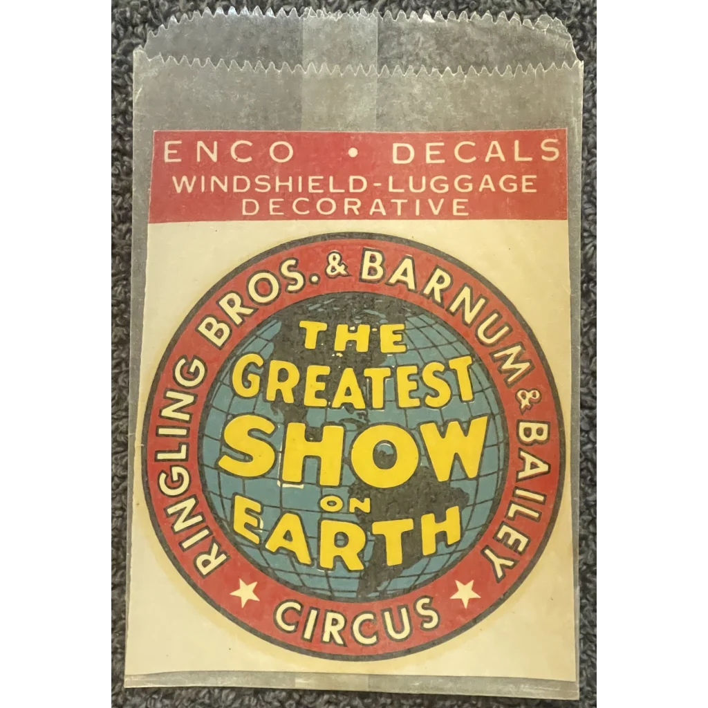 Vintage 1950s 🤩 Ringling Bros. Barnum & Bailey Circus Decal ’The Greatest Show on Earth’ Advertisements