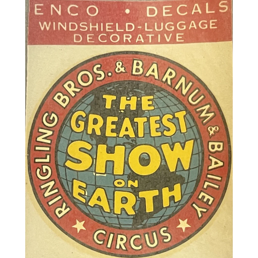 Vintage 1950s 🤩 Ringling Bros. Barnum & Bailey Circus Decal ’The Greatest Show on Earth’ Advertisements Antique