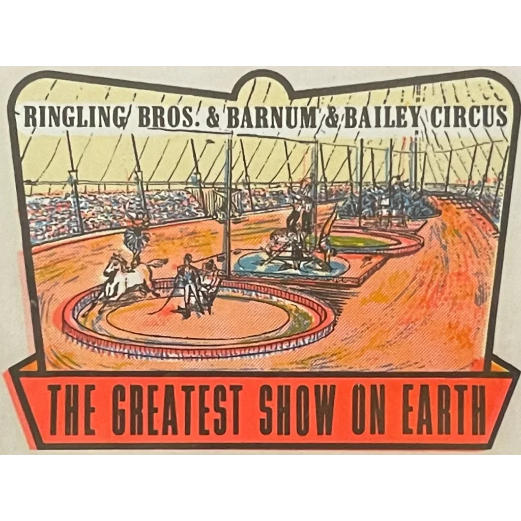 Vintage 1950s Ringling Bros Circus poster showcasing The Greatest Show on Earth