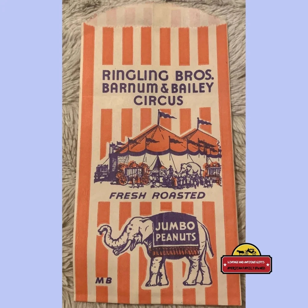 Vintage 1950s Ringling Bros. Barnum & Bailey Circus Popcorn and Peanut Bags Advertisements Antique Collectible Items