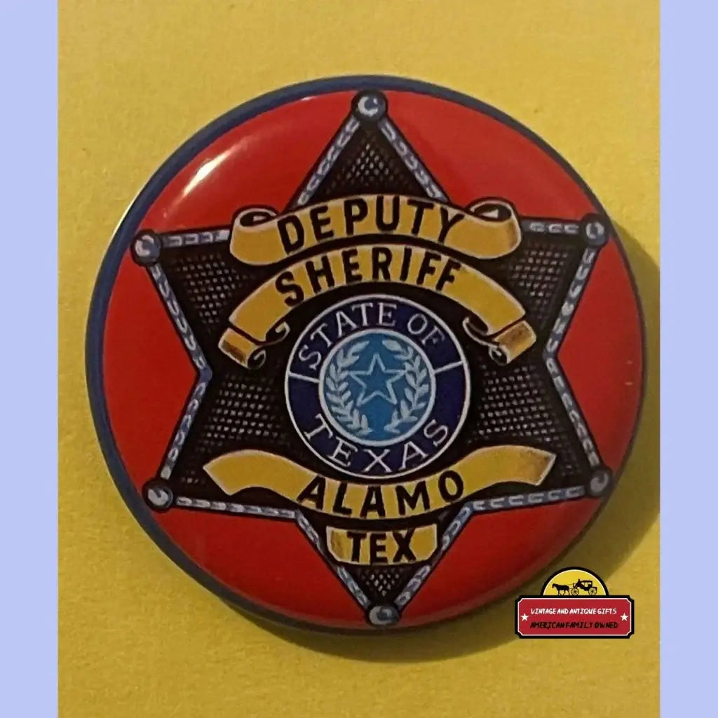 Vintage red deputy sheriff Alamo Texas police badge