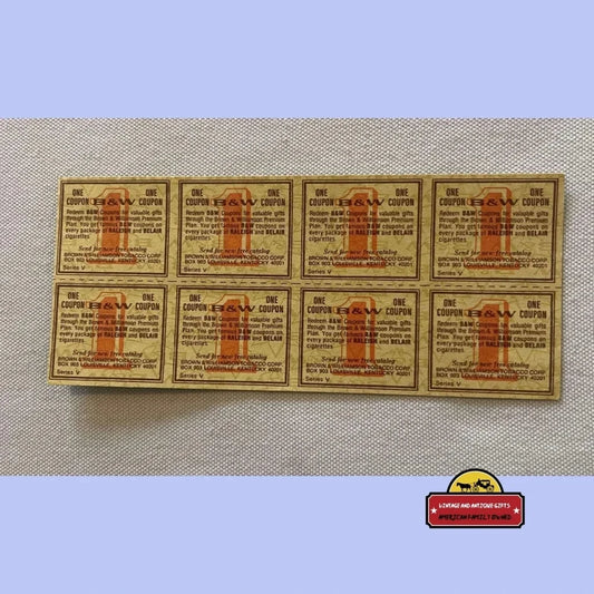 Vintage 1960s - 1970s Uncut Sheet Raleigh B & W Tobacco Coupons Brown and Williamson Advertisements Antique Cigar