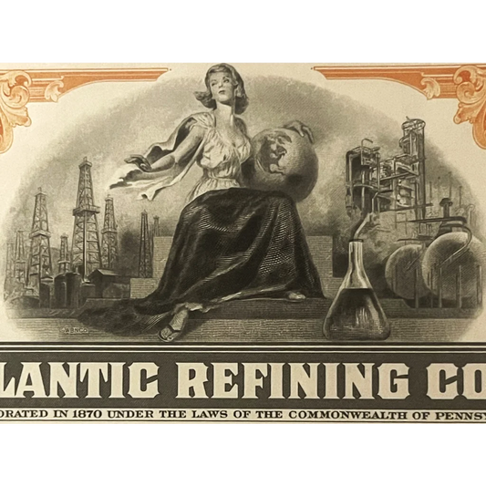 Vintage 1960s The Atlantic Refining Company Stock Certificate! Oil Americana! Collectibles Antique and Bond