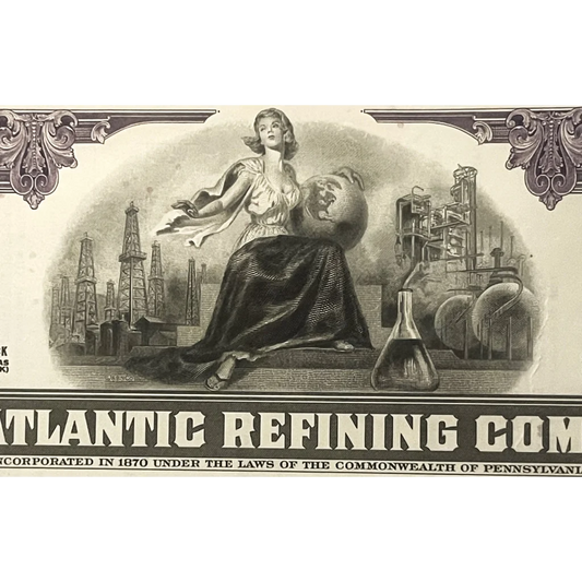 Vintage 1960s Atlantic Refining Company Stock Certificate Oil Americana! Purple Collectibles and Antique Gifts Home