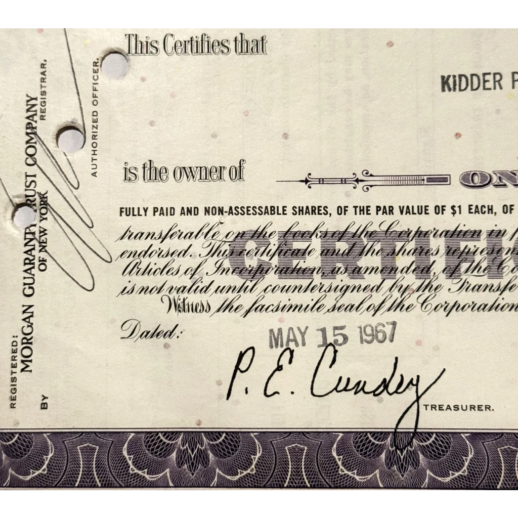 Atlantic Richfield stock certificate from 1967 showcasing vintage design and signature