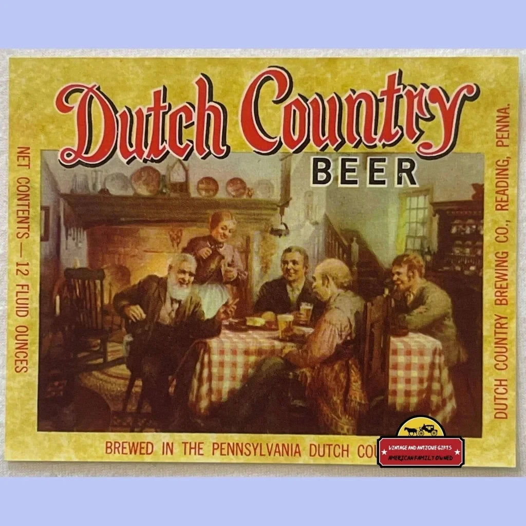 Vintage 1960s Dutch Country Beer Label Reading PA - Amazing Scene! Advertisements Antique and Alcohol Memorabilia Rare