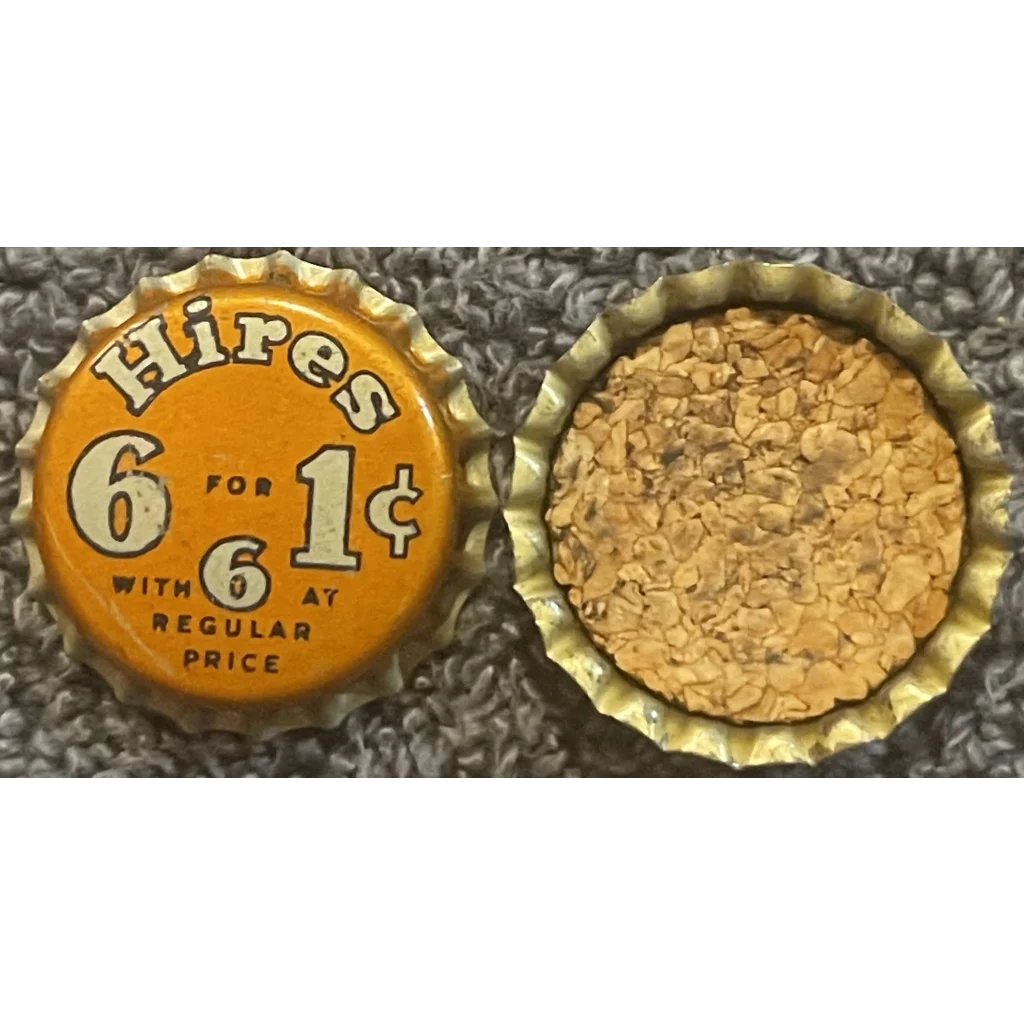 Vintage 1960s Hires Draft Root Beer Cork Bottle Cap Rip 2022 Advertisements Antique and Caps 1950s - Authentic