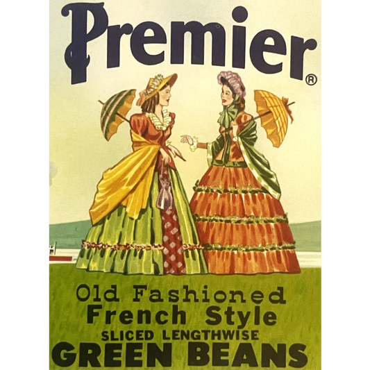 Vintage 1960s Premier Can Label, New York, NY, Victorian Ladies and Steamboat!